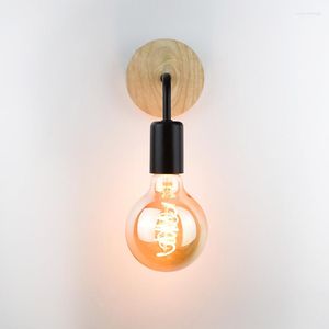 Wall Lamps Vintage Wood Lamp Indoor Lighting Decoration E27 Bedside Restaurant Bedroom Rope Fixture