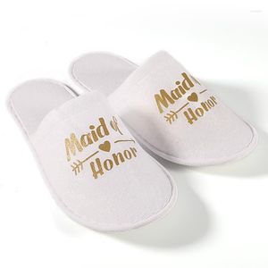 Slippers 1 Pair Bride Shower Wedding Decoration Bridesmaid Party Spa Soft Ladies Bachelorette Supplies Gifts