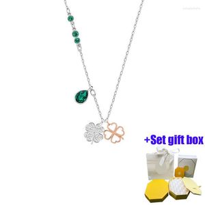 Chains Fashionable And Charming Green Water Drop Collarbone Chain Jewelry Necklace Suitable For Beautiful Women To Wear