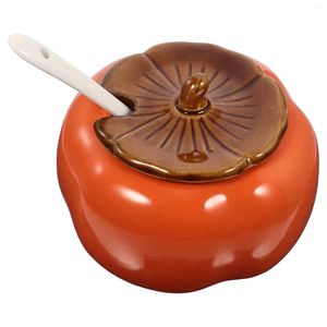 Dinnerware Sets Persimmon Seasoning Jar Salt Storage Container Spice Multi-function Canister Ceramics