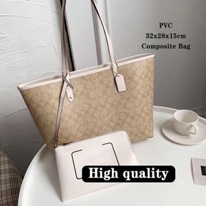 Tote tassen voor dames Schoudertassen Zwarte designertas Composiet tas met dikke band Handtassen in stijl Kantoortas Kantoor Reizen Strand Weekend Designer boodschappentassen