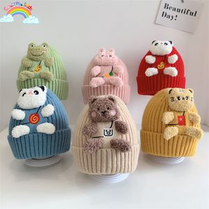 Caps Hats Cartoon Animal Beanie Preschool Children s Autumn and Winter Warmth Cover Hat Solid Color Baby Boy Girl Ear Guards 230826