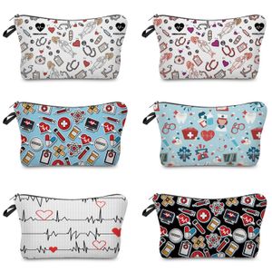 Taille Taschen Krankenschwester EKG Druck Frauen Kosmetik Schöne Casual Reise Tragbare Lagerung Handtaschen Make-Up Tasche Kulturbeutel Weibliche 230826