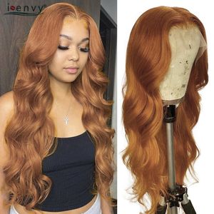 13X4 Ginger Blonde Lace Front Human Hair Wigs Body Wave Transparent Lace Frontal Wig Pre Plucked Peruvian Brown Lace Front Wigs