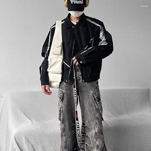 Rów męskich płaszcza luźna płaszcz narzędzi y2k commuter High Street Sweter Hip-Hop Punk Gothic Casual Windbreaker