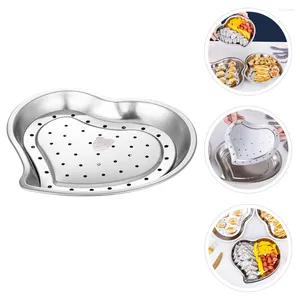 Dinnerware Sets Round Serving Tray Dumpling Plate Snack Storage Kitchen Supply Dish Stainless Steel Dining Chip Double Layer Fruit