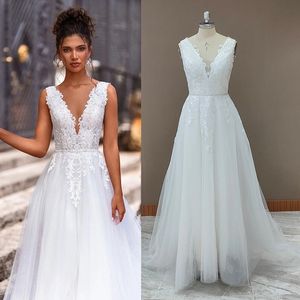 Кружева v Neck Wedding Plares Appliqued Country Western Bridal Honeds Sweep Train Tulle vestido de novia Custom Made