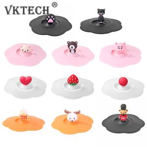 Coperchio per bicchieri Coperchio per tazza in silicone simpatico gatto Antipolvere A tenuta stagna Tè Caffè Coperchi sigillati Tappo antipolvere Riutilizzabile Sigillo di aspirazione 230826