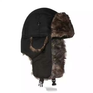 Beanie/Skull Caps Cold Winter Men Warm Russian Adjustable Ushanka Hat With Ear Flap Mask Fur Waterproof Trapper Cap 230826