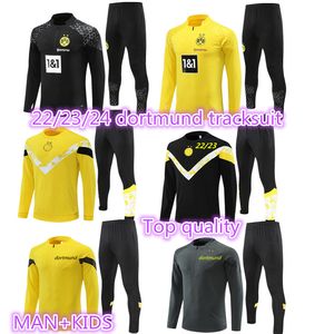 22 23 24 Kids and Man Borussia Adult Tracksuit Screccer Sets Half Zipper Dortmund Training Suit Football Set Survlement 2023 2024 Men TrackSuit