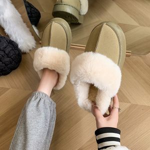 Women Fur Winter Plush Slippers Sandals Slip on Platform Slides Female Thick Sole Designer Cotton Home Shoes fa Cott