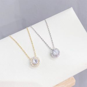 Colar de pingente designer brilhante grande redondo zircão cristal charme gargantilha para mulheres moda casamento amor jóias