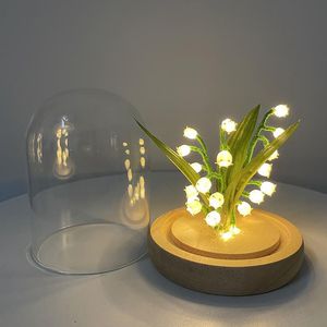 Dekorativa föremål Figurer Lily of the Valley Flowers Night Light Handgjorda konstgjorda blommor Tulpan Nattlampa Diy Bedside Sleep Light For Bedroom Decors 230826