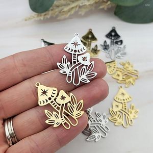 Charms 5st/Lot Silver Gold Color Witch Forest Nature Moon Mushroom Pendant Fit For Jewelry Making DIY Findings