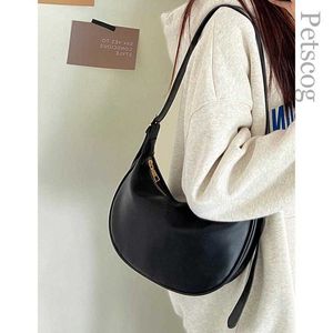 Lady Fashion Shoulder Bags Solid Half-moon Soft Crossbody Bag Casual Large Capacity Student Purse Simple Messenger Bag