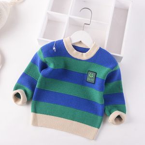 Pullover Boys Winter Sweater Kids Fashion knitting Sweater Cotton Children clothing long sleeves Top Girls Smile Pattern Pullover Sweater 230826