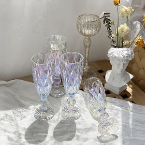 Wine Glasses 2Pcs European-style Creative Diamond Color Champagne Beer Cocktail Glass Red Goblet Juice
