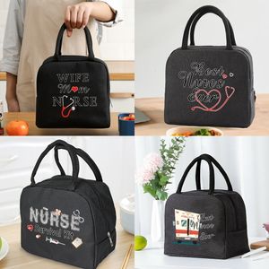 Ice Packs Isothermic Bags Insulated Lunch Bag Zipper Cooler Tote Thermal Box Canvas Food Picnic for Work Handbag Nurse Pattern 230826
