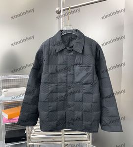 Xinxinbuy Men Designer płaszcz kurtka szachownica bawełniana Kobiety z długim rękawem szary czarny khaki zielony m-2xl