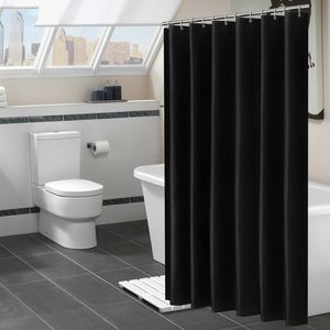 Shower Curtains Modern Black Shower Curtains Waterproof Fabric Solid Color Bath Curtains For Bathroom Bathtub Large Wide Bathing Cover 12 Hooks 230826