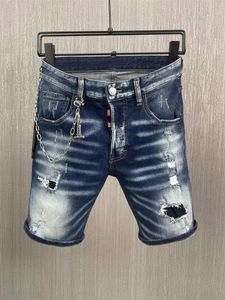 Men's designer jeans Classic ripped denim shorts Stone Wash process Asian size 28-38