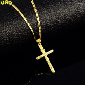 Kedjor Cross Necklace 18K/24K smycken Tillbehör Kopiera Pure 24K Gold Brass Anti Allergy JP173 18K Färg