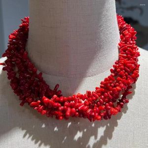 Чокер нерегулярные красные коралловые чипы из бисера ожерелье модные мод