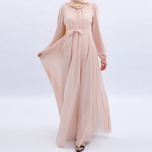 Roupas étnicas Ramadan Eid Dubai Abaya Vestido Turquia Muçulmano Longo Árabe Chiffon Robes Moda Slim Kaftan Femme Turco Islâmico