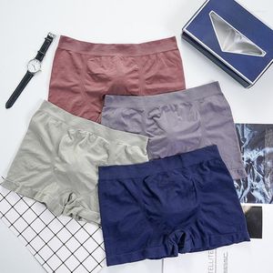 Cuecas masculinas boxers homens elasticidade respirável tronco boxer confortável homem sem costura shorts sólidos