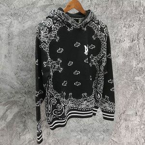 Męskie bluzy bluzy czarne dzianiny vintage Paisley Print Big A Men Pullover Wysokiej jakości haftowany litera Letsleeved Bluza 230826