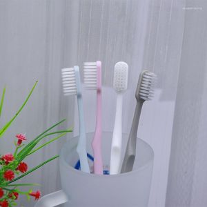 Bath Accessory Set Macaron Toothbrush 4 Colored Bamboo Charcoal Fine Soft Hair Adult Home Travel Japanese Imprintless