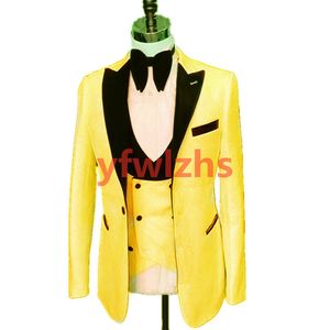 Hochzeits-Smoking, Ein-Knopf-Anzug für Herren, Bräutigam, spitzes Revers, Bräutigam-Smoking für Hochzeit/Abschlussball, Blazer, Jacke, Hose, Weste, Krawatte W1251111127