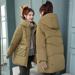 Women's Trench Coats Hooded Down Cotton-Padded Jacket Jackets Overcoat 2023 Autumn Winter Long Korean Loose Thicken Y2k Warm Parker Coat