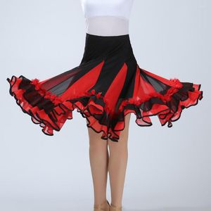 Stage Wear Gonna da ballo da donna Abito da ballo rosso Flamenco standard Abito da valzer nero Swing liscio Abiti lunghi