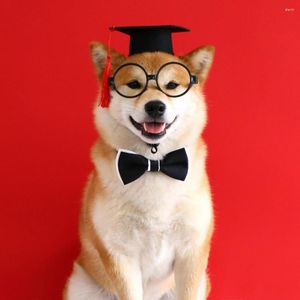 Hundebekleidung 1 Set Schöne Katze Abschlusshut mit Quaste Dress-up Kreative Kragen Brille Haustier Cosplay Anzug