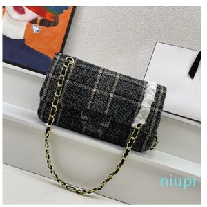 Biała kołdry Tweed Medium Classic Double Flap Ruthenium Sprzęt Fashion Fashion Flap ramię Crossbody Złota łańcuch torebka wieczorna impreza