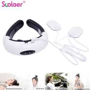 Massaging Neck Pillowws Electric Neck Massager Pulse Back 6 Modes Power Control TENS Heating Cervical Pain Relief Tool Health Care Relaxation Machine 230826