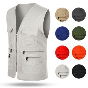 Mäns västar MultiCocket Traveller Vest Solid Color Pography Fishing Loose Outdoor 230826