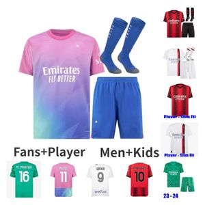 23 24 IBRAHIMOVIC Camisas de futebol DE KETELAERE R. LEAO edição especial 4º Ac 2023 2024 GIROUD TONALI THEO R.LEAO ROMAGNOLI BRAHIM GOLEIRO FÃS JOGADOR VERSÃO Milão