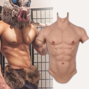 Forma piersi Know cosplay męski garnitur Fałszywe mięśnie brzucha męskie skrzyżowanie klatki piersiowej macho realistyczna silikonowa mięsień sztuczna symulacja 230826