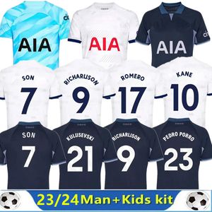 KULUSEVSKI KANE SON SOCCER JERSEY 2023 2024 Tottenhamn Richarlison Hojbjerg Spence Perisic Dier 23/24 Koszulki piłkarskie Lucas Romero Spurs Men Kids Set