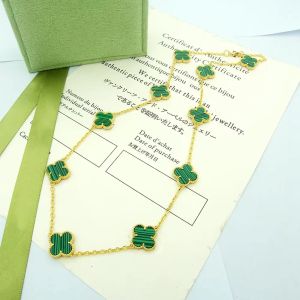 Halsbandsdesigner halsband klöver halsband halsband för kvinna 10 blomma tillgängligt i guldpläterad, rosguldpläterad och silverpläterad stor gåva