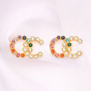 20 Style Earings Designer Jewelry Women Brand Letter Colored Stud Earrings Fashion Party Wedding Engagement Lovers Gift