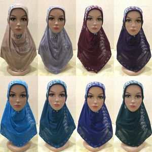 Abbigliamento etnico Donne musulmane Un pezzo Amira Hijab Diamanti Foulard Avvolgere Scialli di preghiera islamici Berretto tuban arabo Cappelli Ramadan Copertura completa