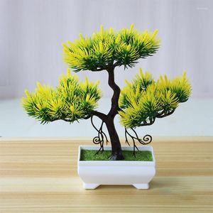 Flores decorativas plantas artificiais bonsai árvore de plástico falso planta vasos ornamentos para casa decoração de mesa do quarto el decoração do jardim