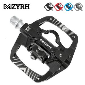Bike Pedals Two Usages Bicycle Pedal 2 In 1 With Free Cleat For SPD System MTB Road Aluminum Antislip Sealed Bearing Lock Accessories 230826