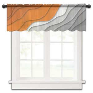 Curtain Orange Grey Gradient Abstract Kitchen Small Window Tulle Sheer Short Bedroom Living Room Home Decor Voile Drapes