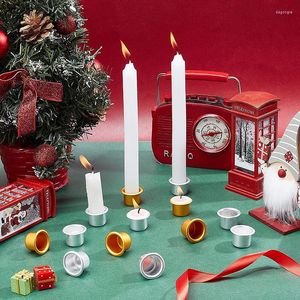 Świecowe uchwyty 10pc Candles Pojemnik Złote Srebrny okrągły kubek metalowe kubki wielokrotnego użytku DIY Making Tray Candlestick Akcesoria