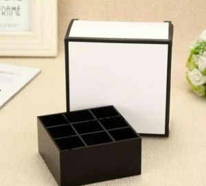 HEISSE klassische hochwertige Acryl-Toilettenartikel-Aufbewahrungsbox mit 9 Fächern/Lippenstifthalter mit Geschenkverpackung
