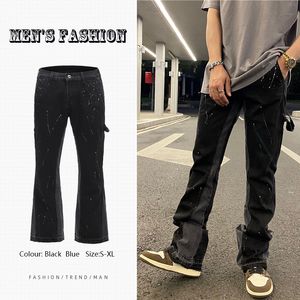 Women s Jeans Fashionable Mens Stitching Design Hip hop Style Splash Ink Slim Trousers Men Streetwear Brand Clothing 230826